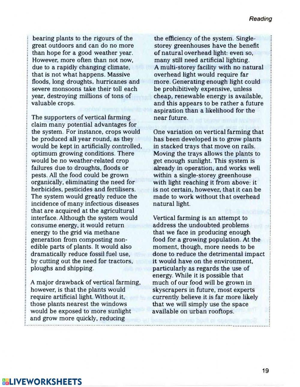 Reading: crop-growing skyscrapers