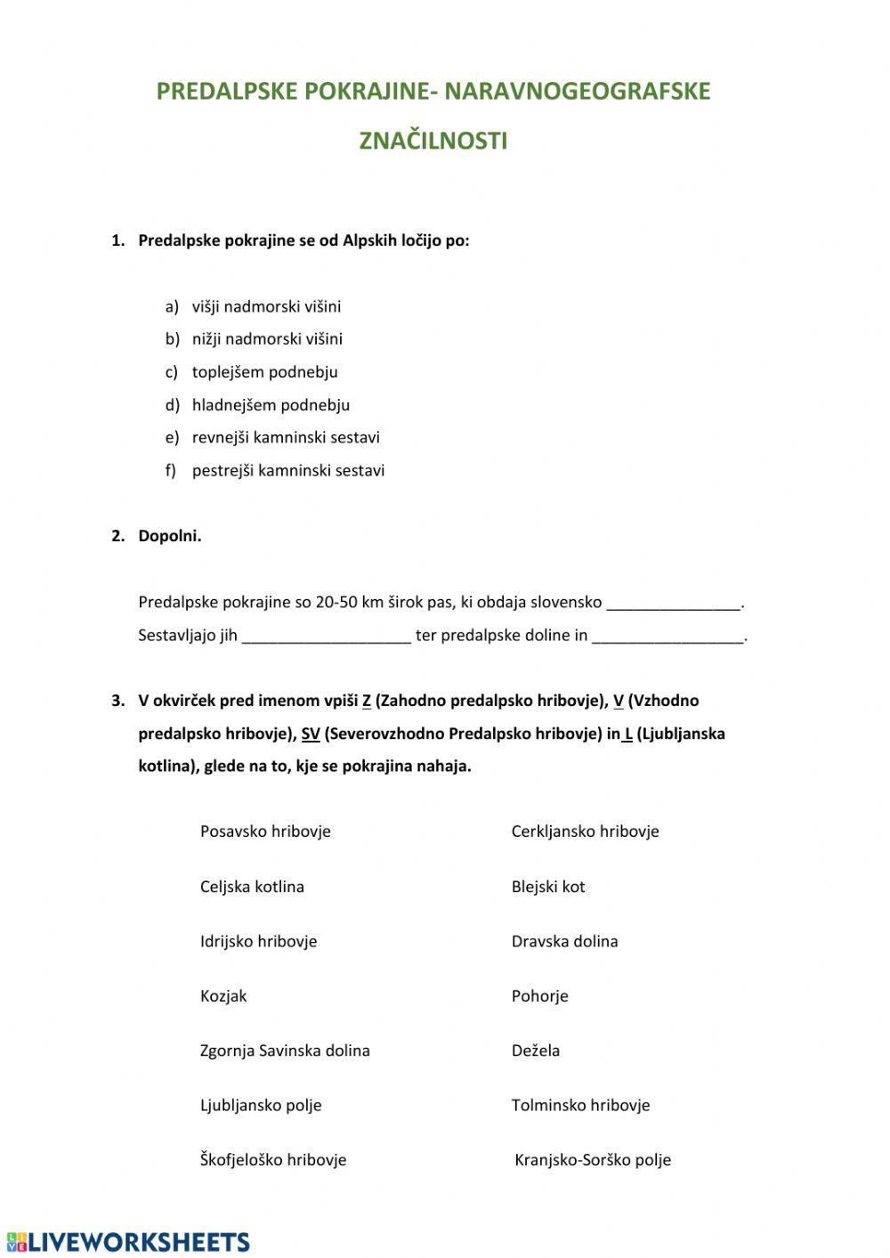 Predalpske pokrajine- naravnogeografske značilnosti