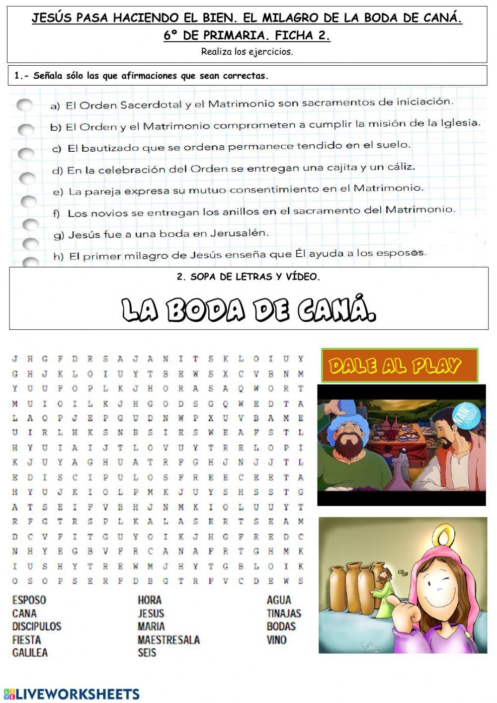 Jesús pasa haciendo el bien. El milagro de la boda de Caná 6º de Primaria.Al-Ándalus