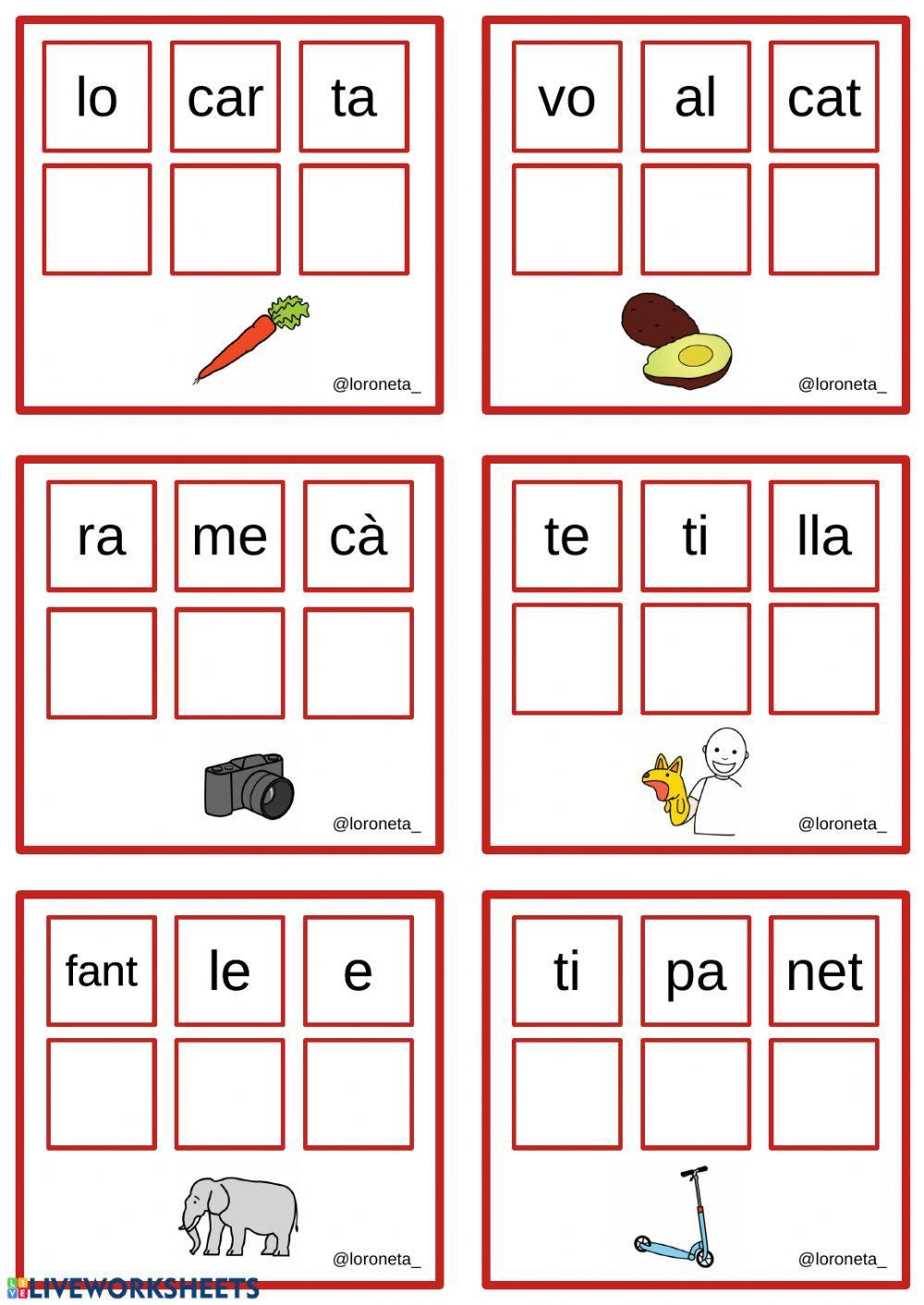Ordena les síl.labes