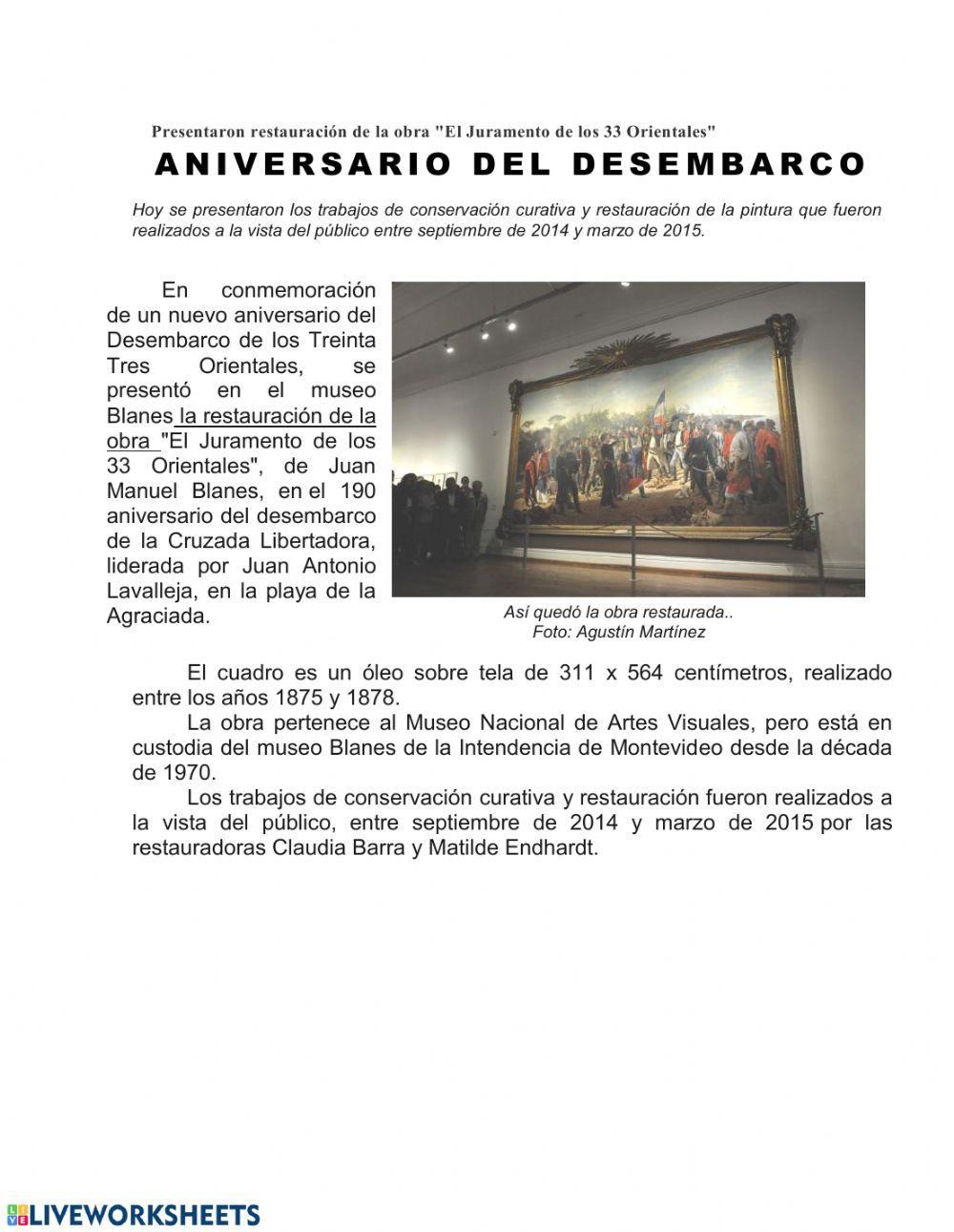Noticia: Restauración de -El desembarco-