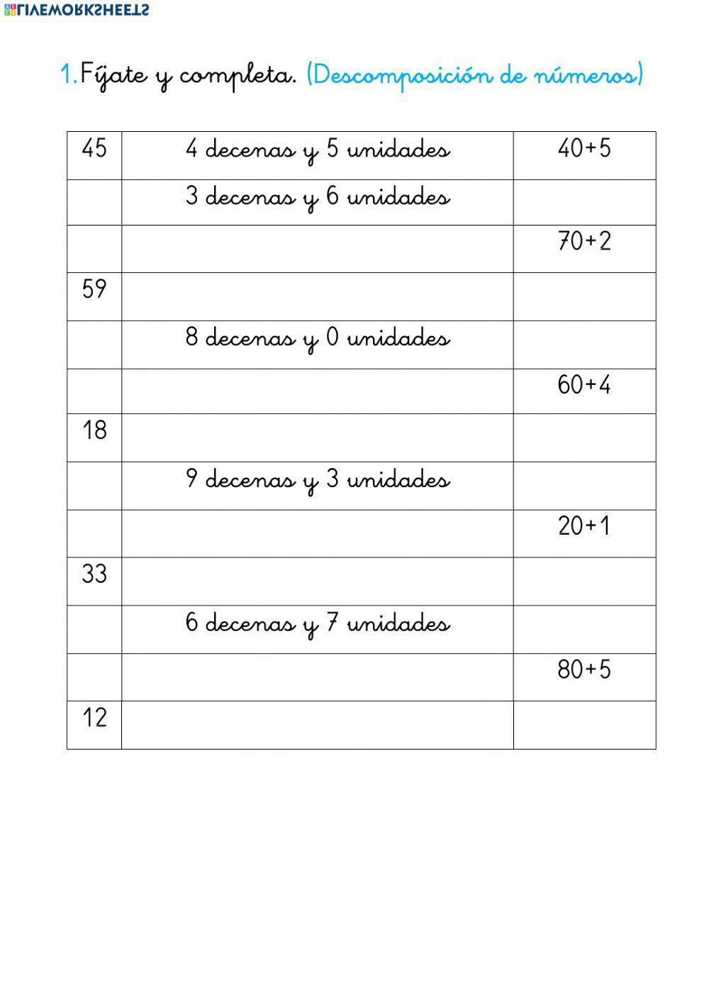 Descomposición de números