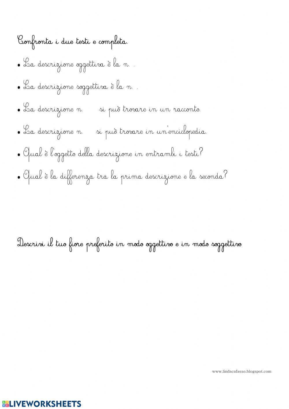 Il testo descrittivo Il testo descrittivo