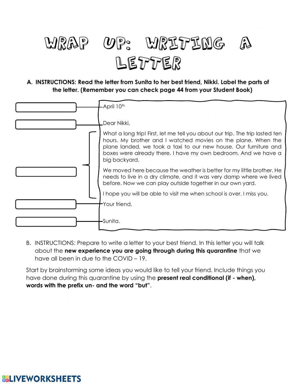 Worksheet from home -6 - Wrap Up