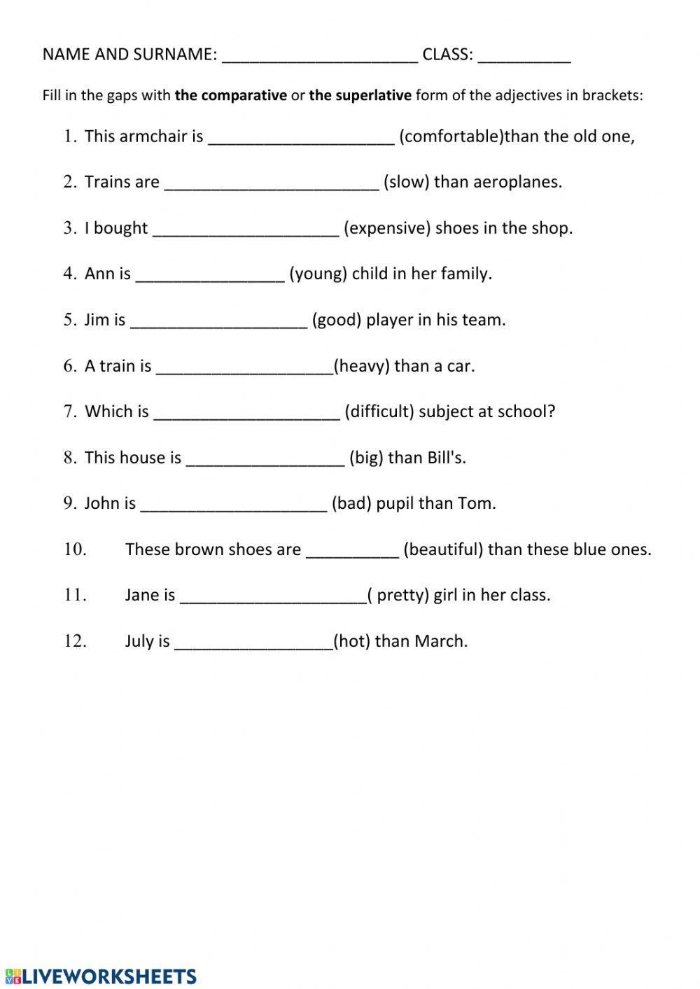 Comparatives and superlatives