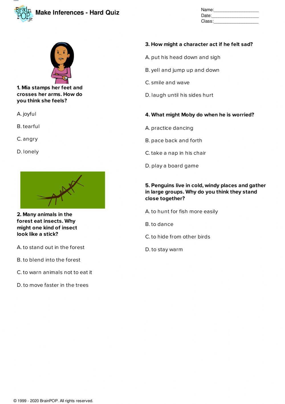 Brain Pop Making Inferences Quiz