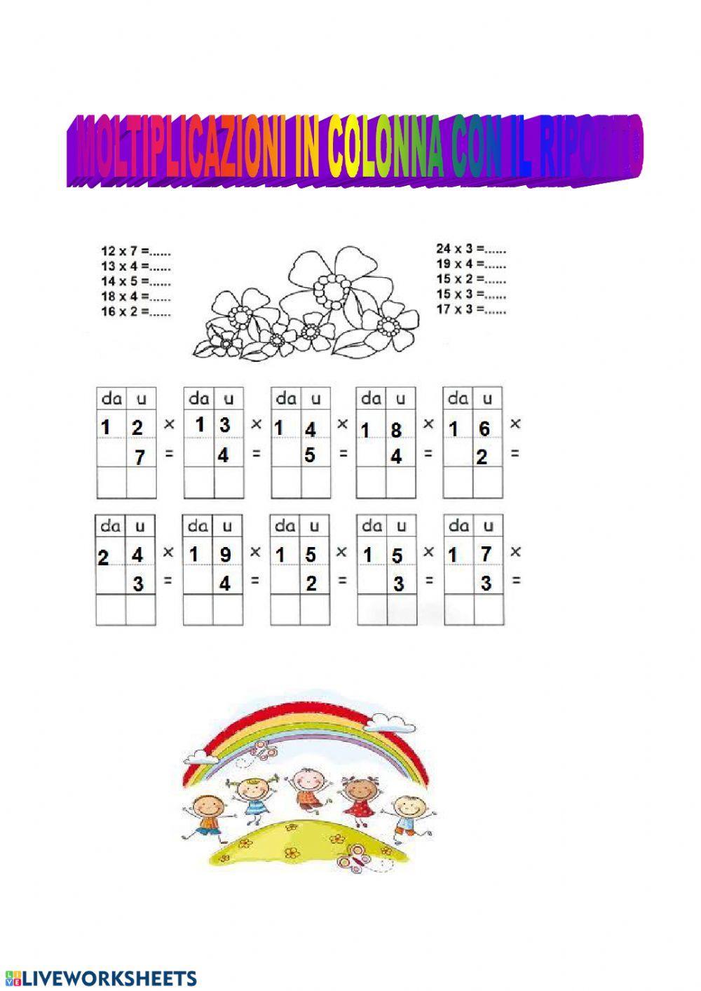 MOLTIPLICAZIONI IN COLONNA CON IL PRESTITO