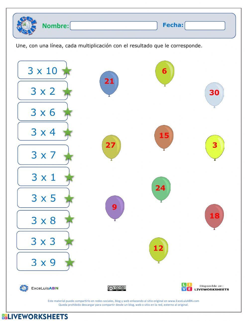 La tabla del 3