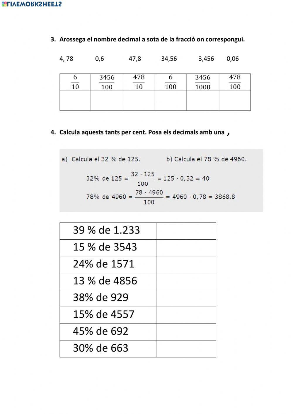 FRACCIONS I DECIMALS