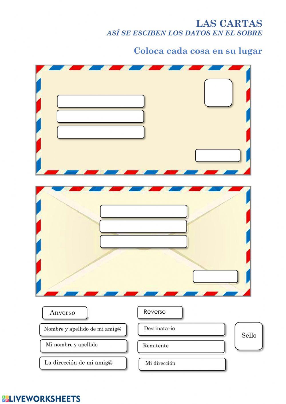 Así se escriben los datos en el sobre