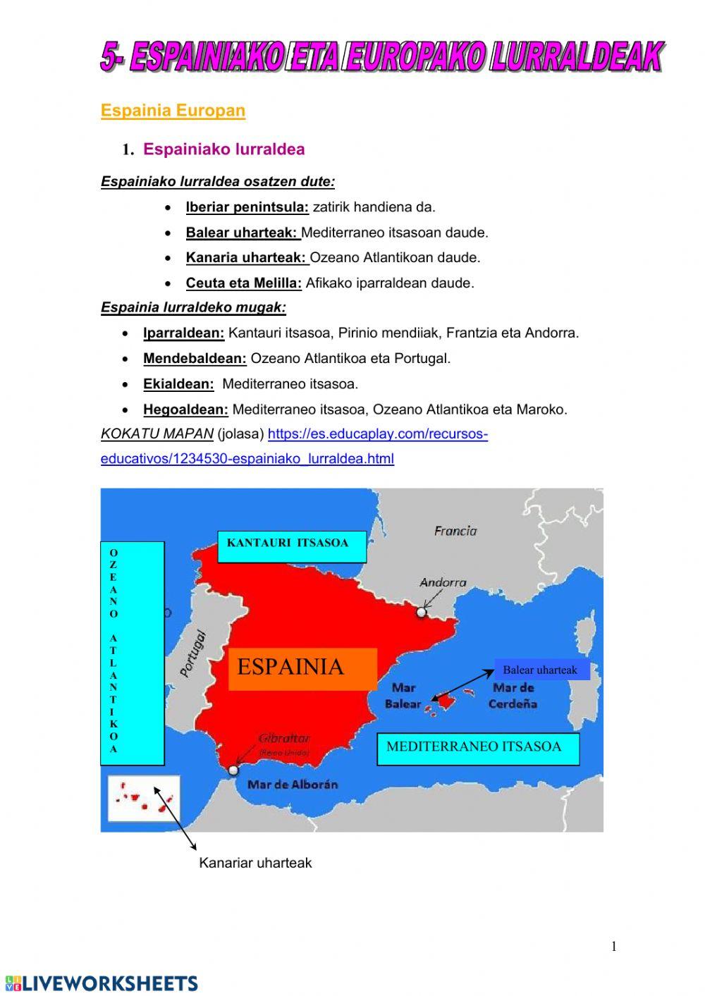 Espainiako eta europako lurraldeak