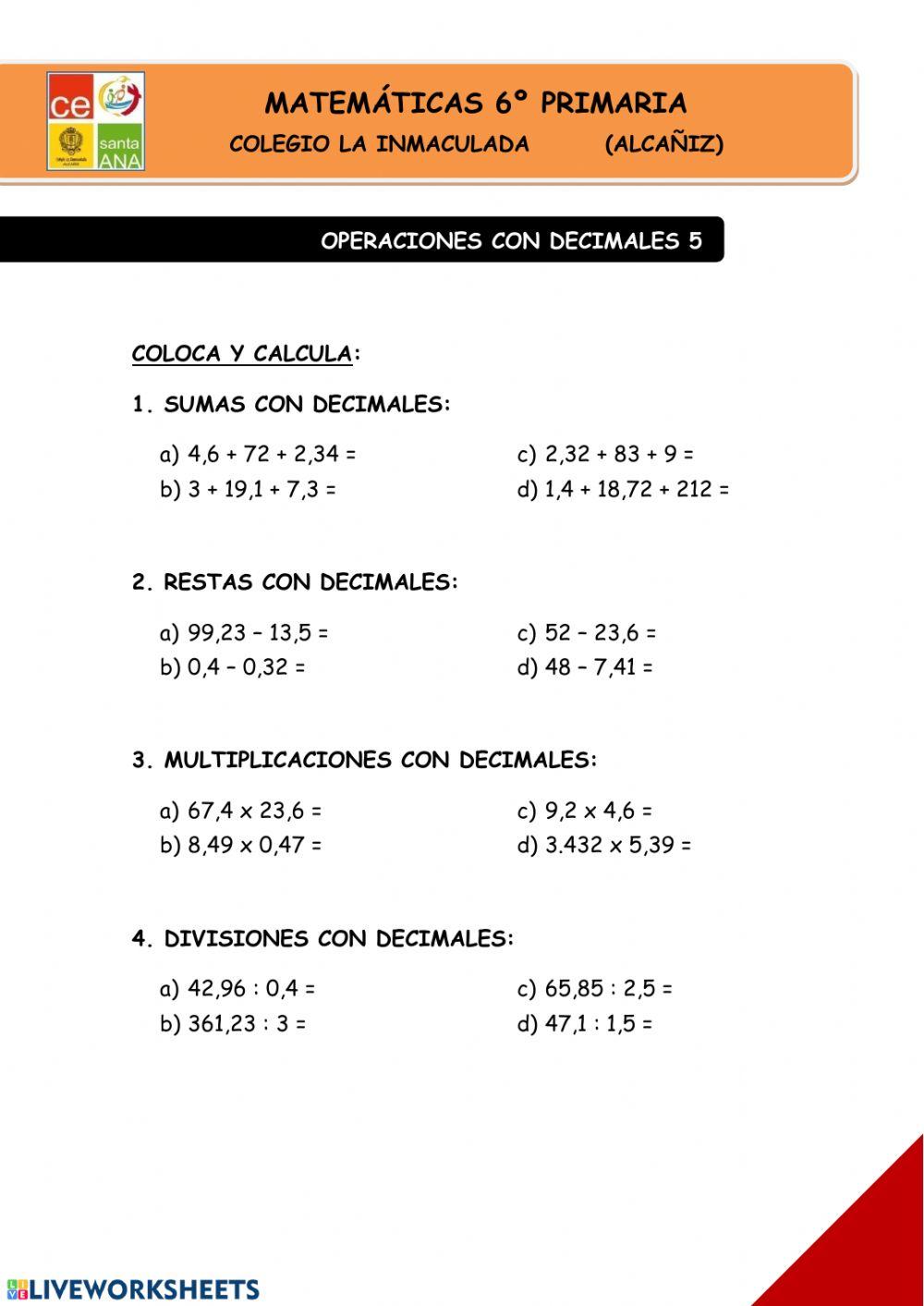 Refuerzo números decimales 5