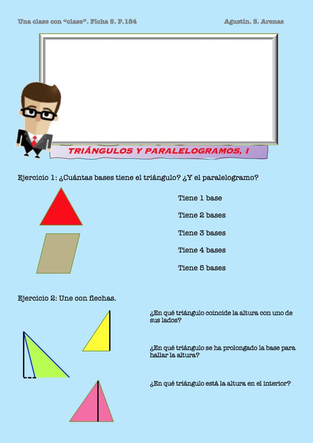 Triángulos y paralelogramos: base y altura.