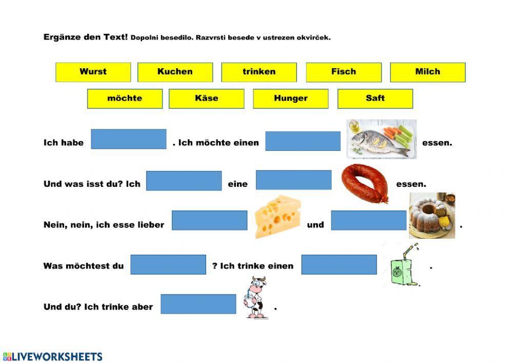 Ich möchte ... essen und trinken