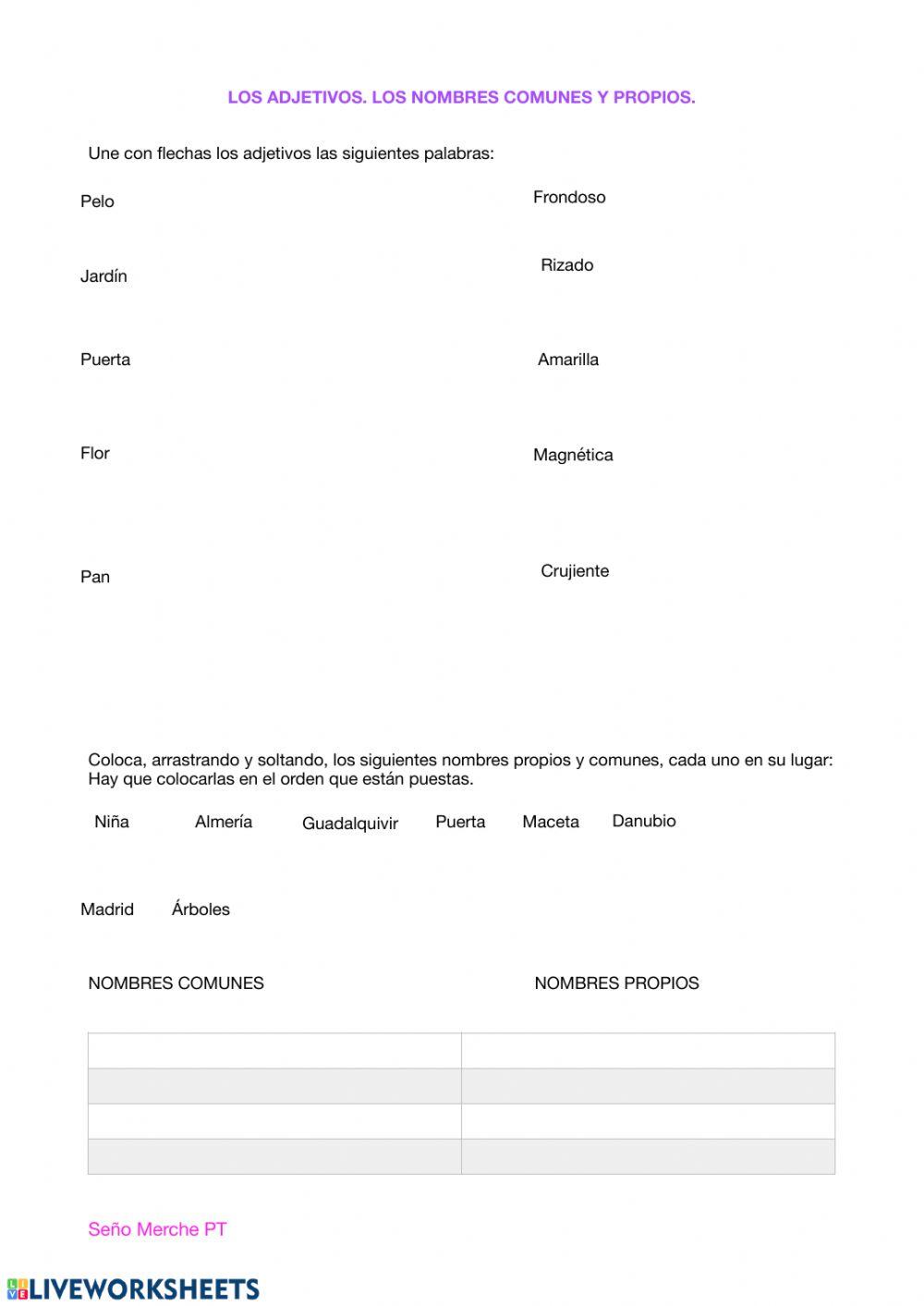 Adjetivos y nombres propios-comunes