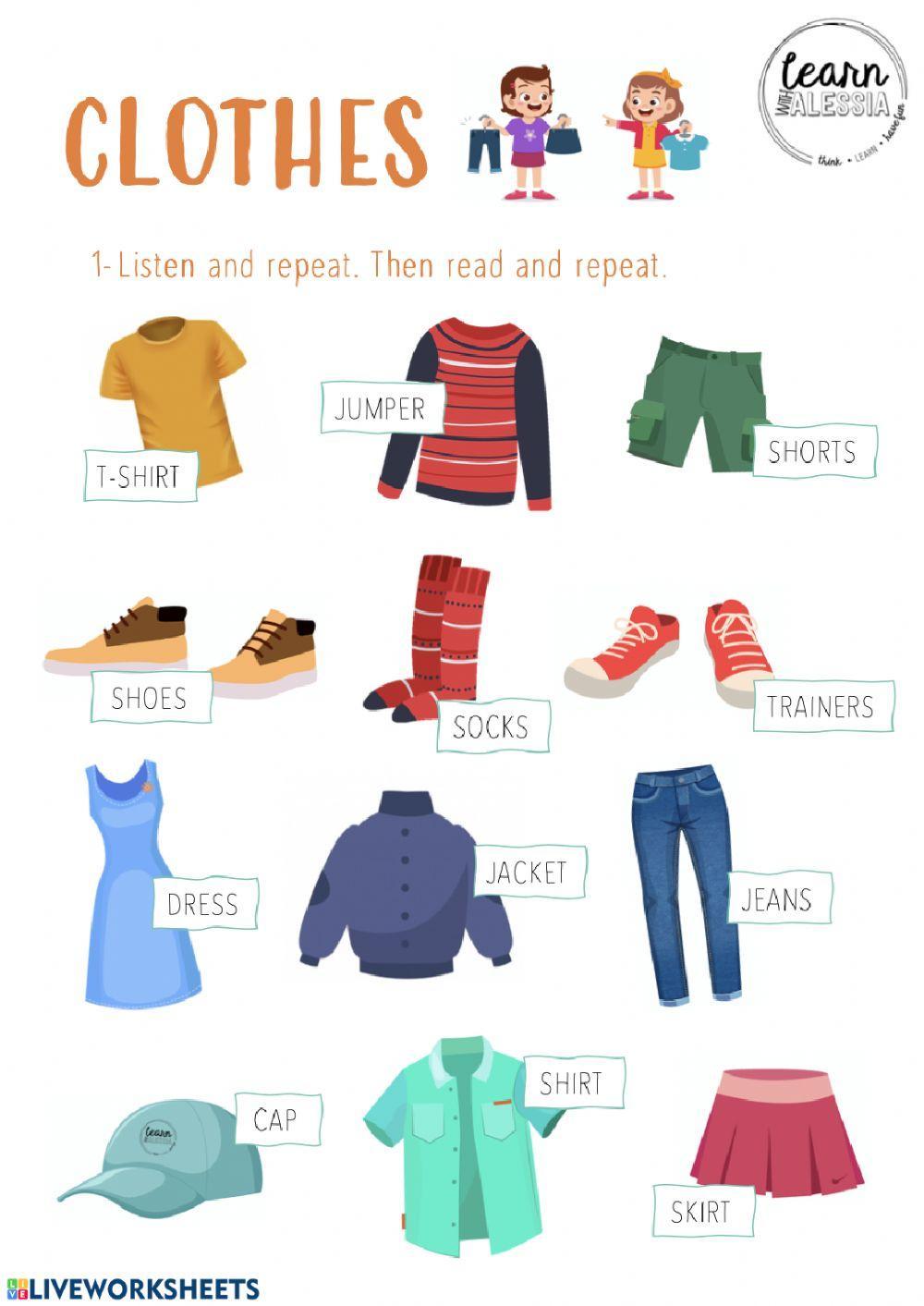 Clothes online exercise for grade 2