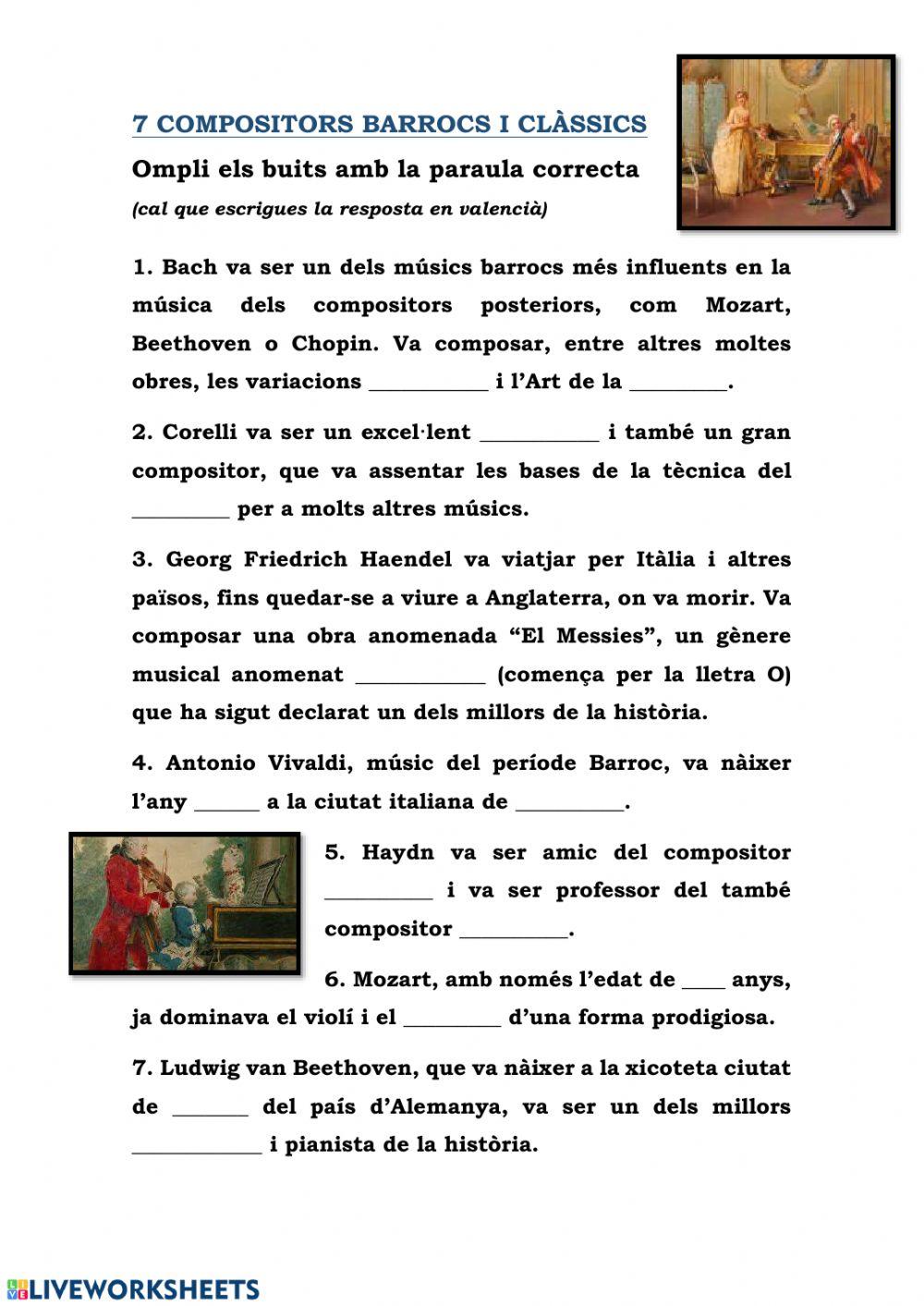 7 compositors barrocs i clàssics