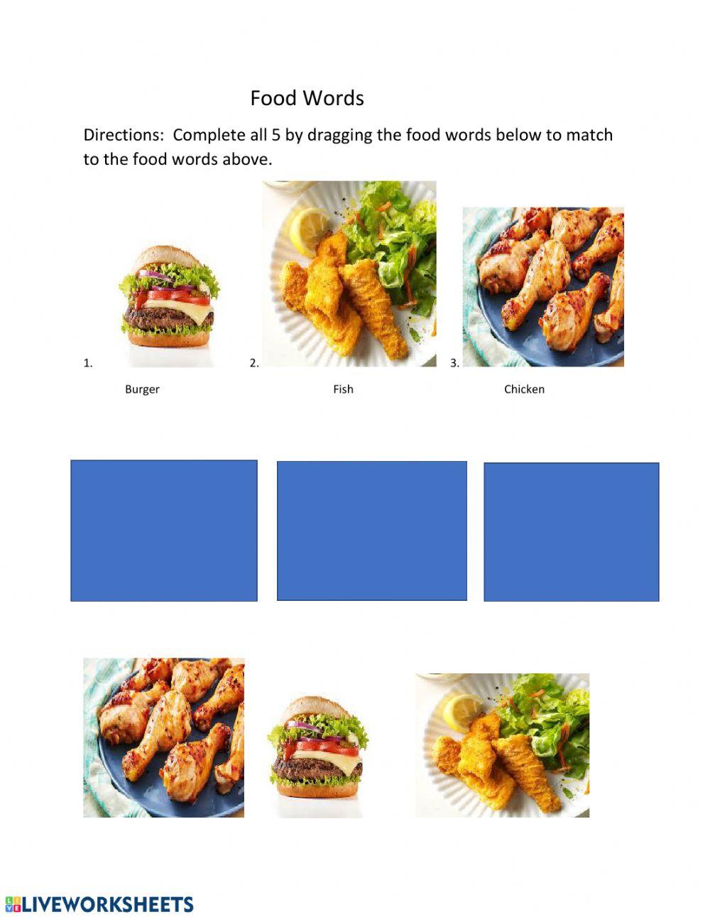 fast-food-words-match-exercise-live-worksheets