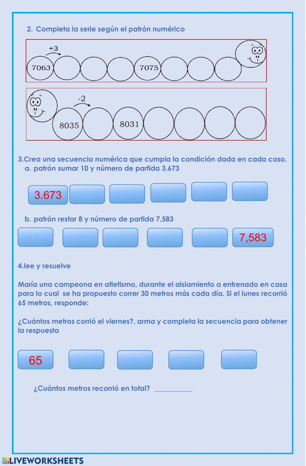 Patrones y series numericas
