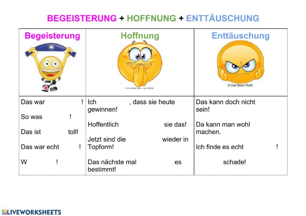 Begeisterung ausdrücken worksheet Live Worksheets