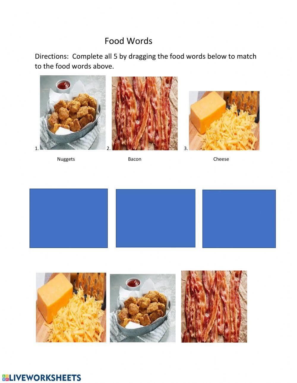 fast-food-words-match-live-worksheets