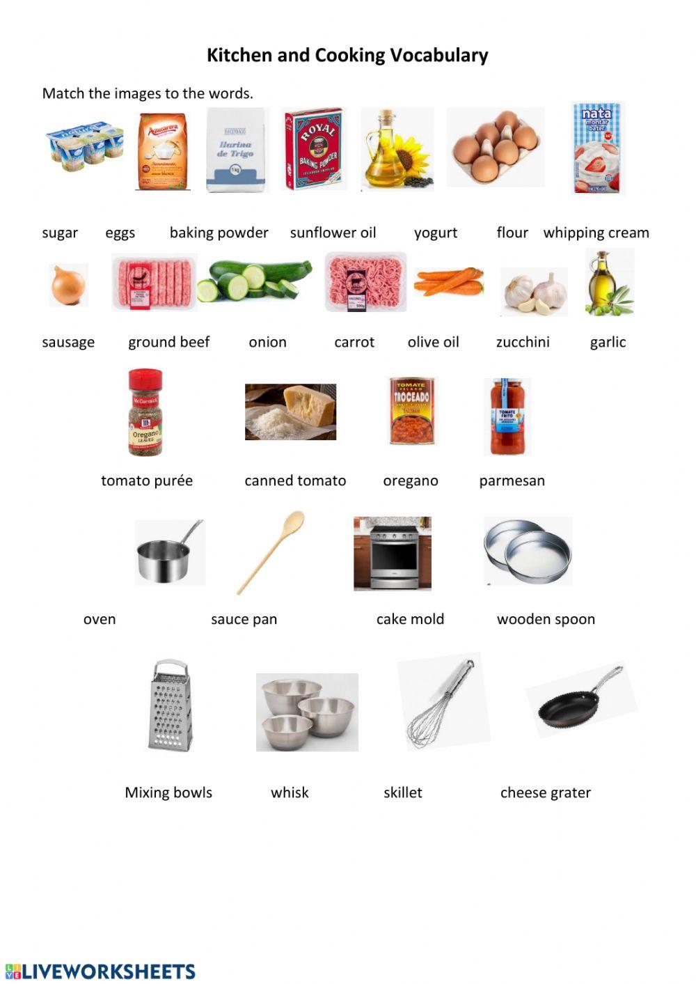 Kitchen and Cooking Vocabulary