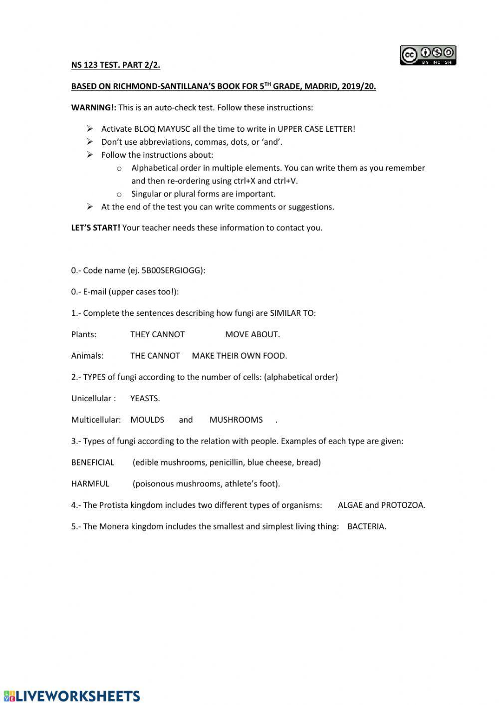 NS123 PART2. LIVING THINGS. 5 PRIMARY. MADRID. RICHMOND SANTILLANA