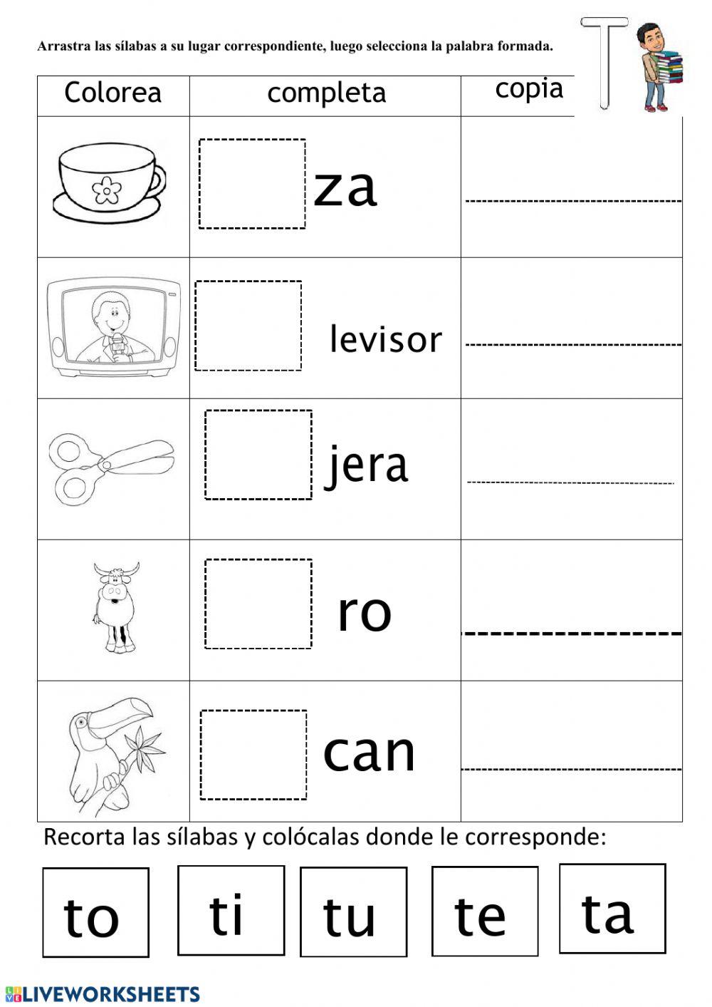121294 | Sílaba t | Nakay | LiveWorksheets
