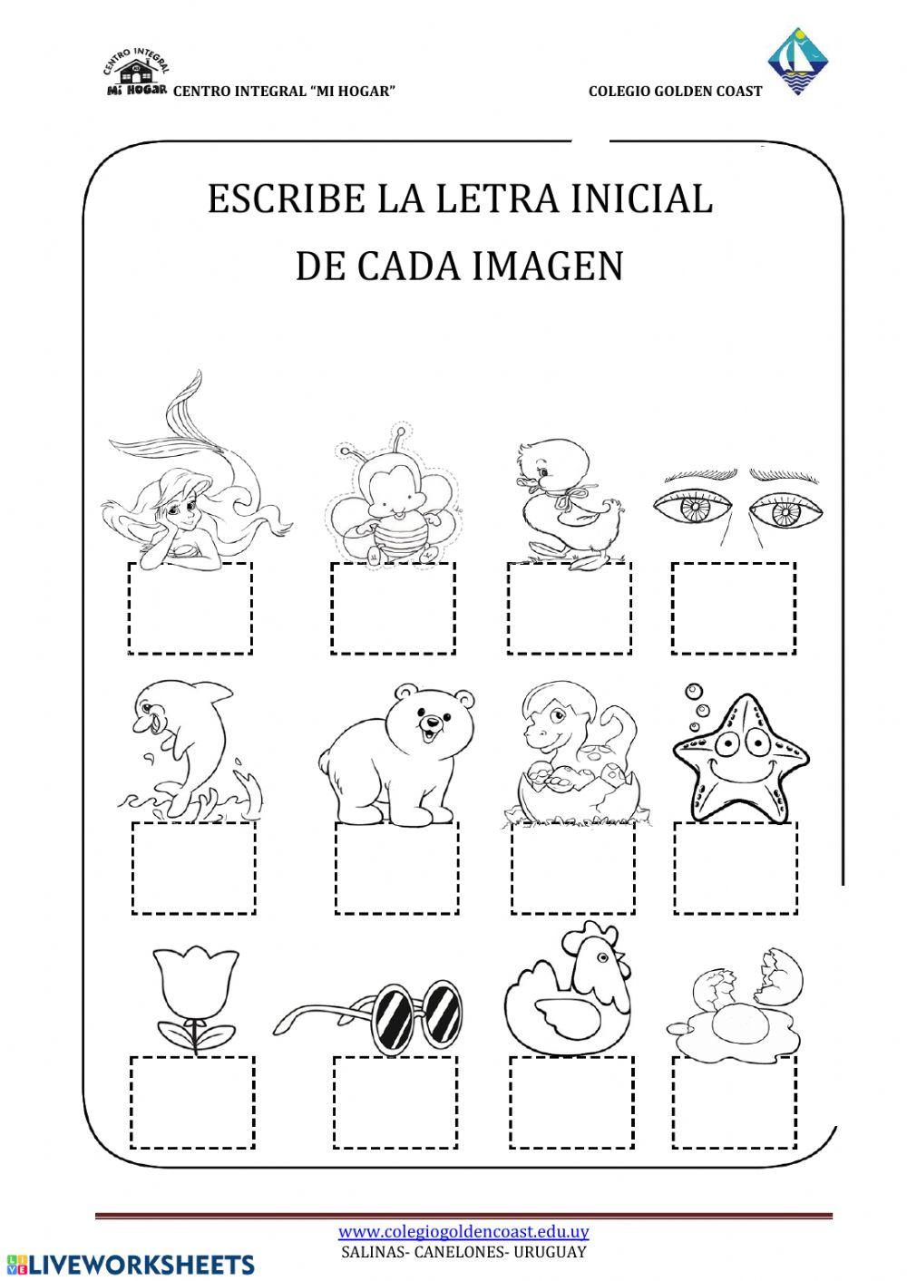 Escribimos la letra inicial