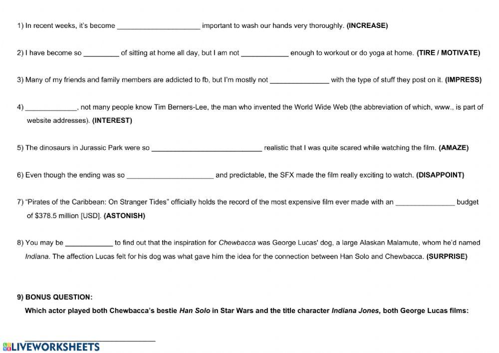 FCE Word Formation Exercise