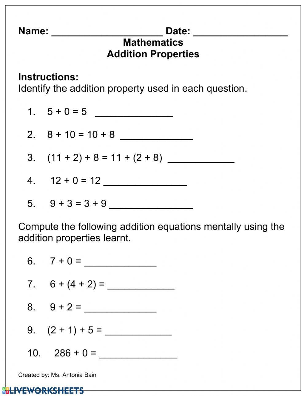 Addition Properties