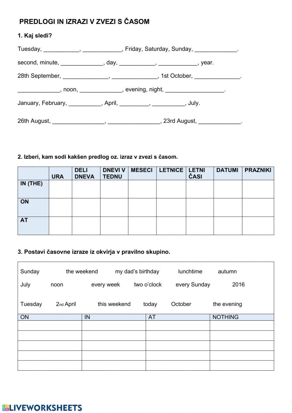 Prepositions of time