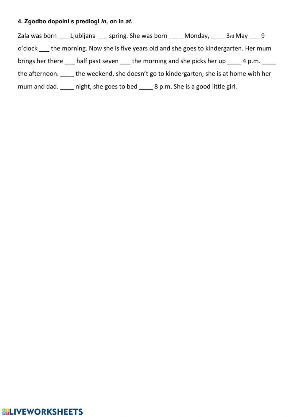 Prepositions of time