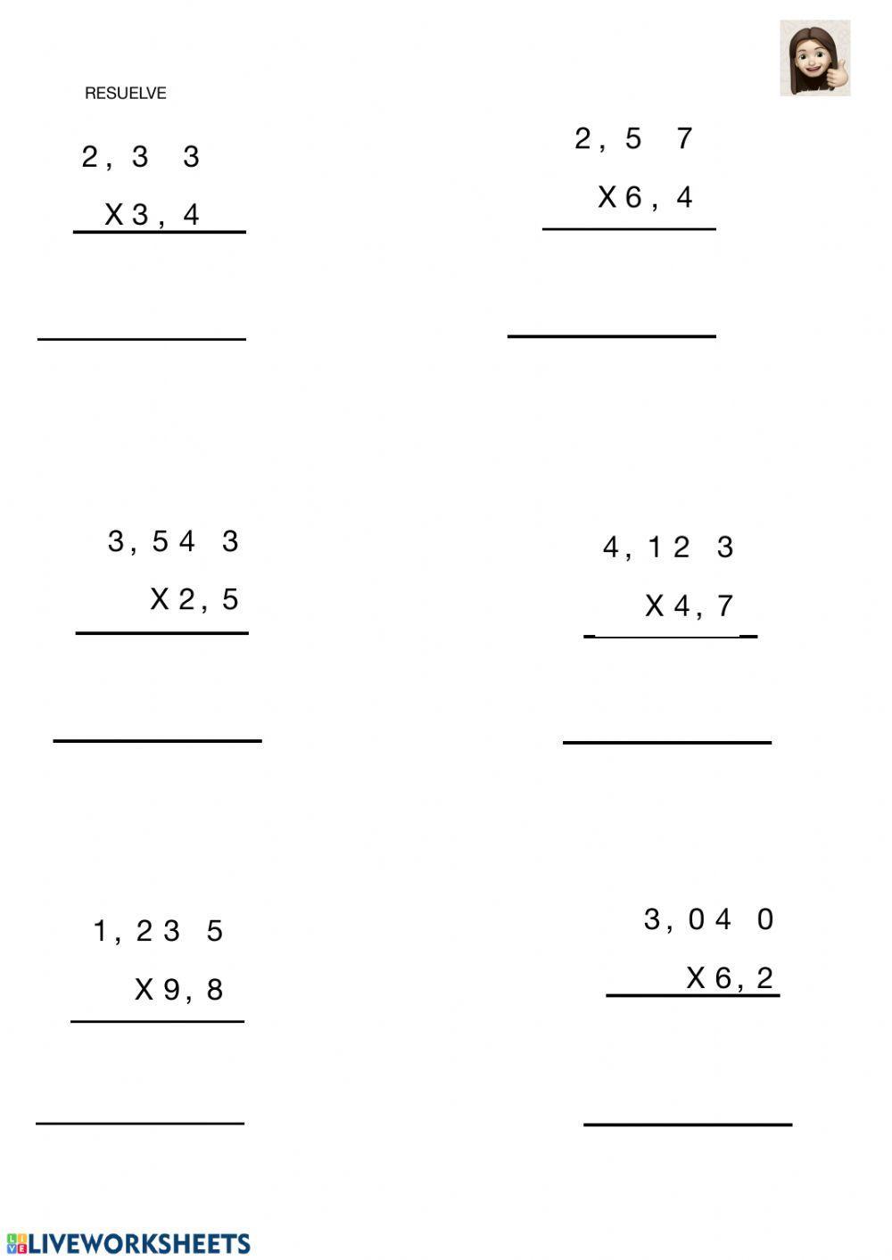 Multiplicaciones con decimales