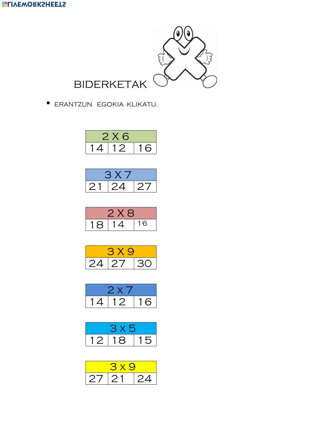Biderketak 3ko taula