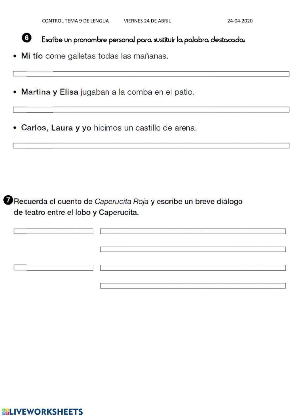 Control tema 9 de lengua