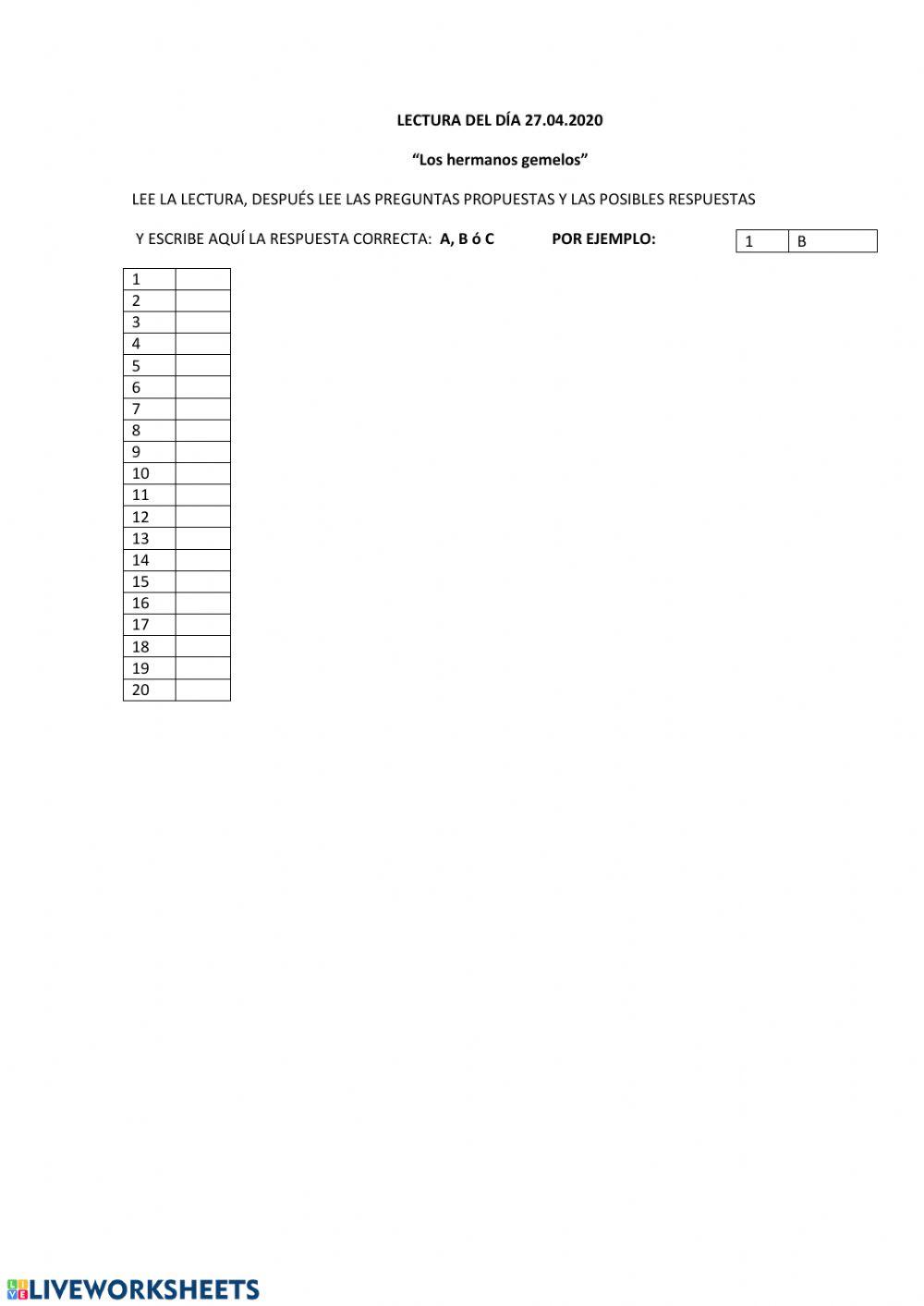 Hoja de respuesta Los Gemelos