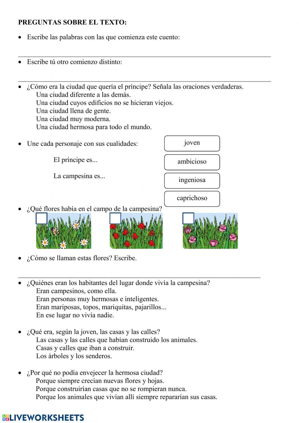 Lectura comprensiva:Una ciudad muy hermosa