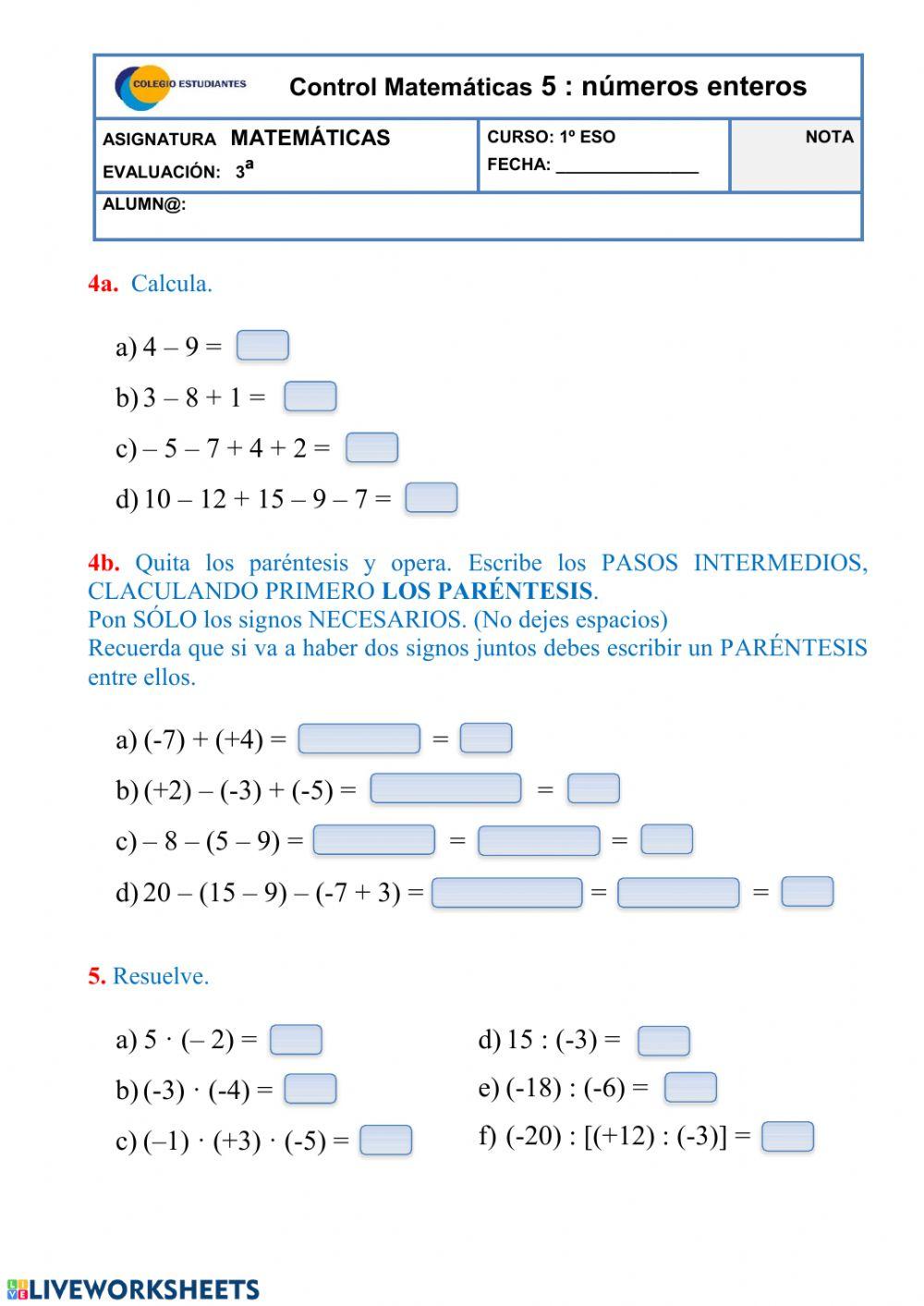 Control números enteros 2