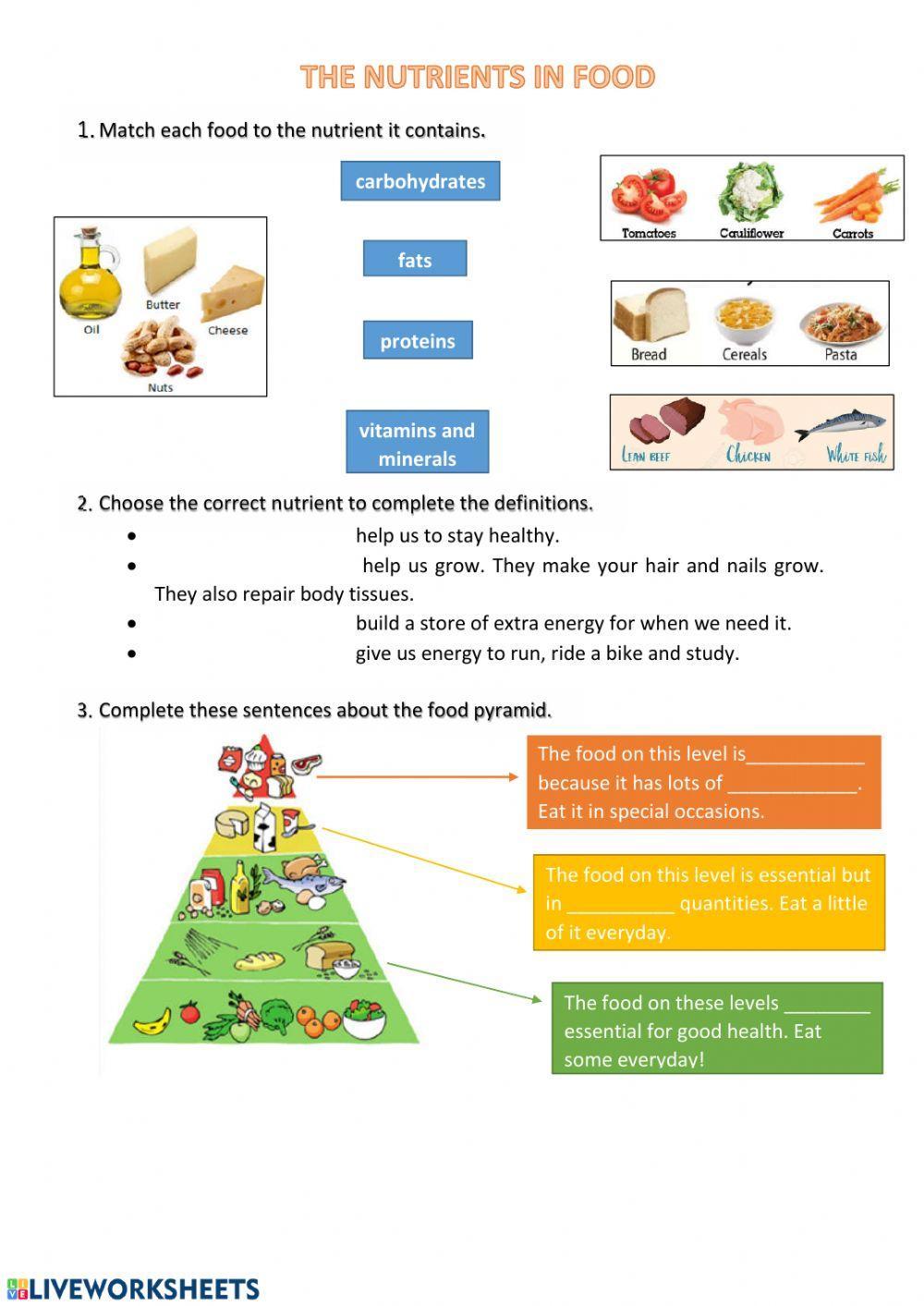 Nutrients in food and healthy habits