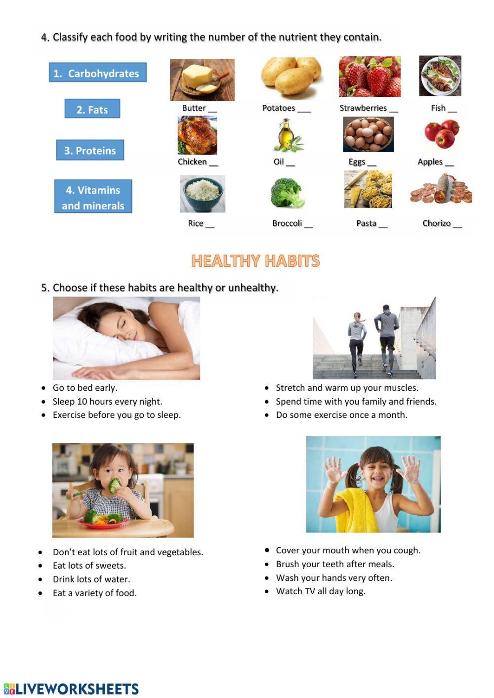 Nutrients in food and healthy habits