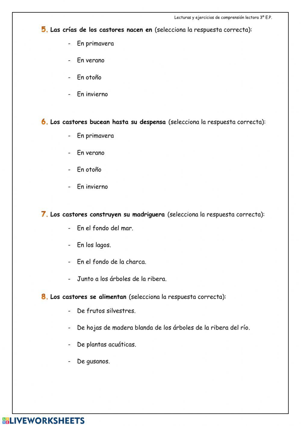 Lectura: Los castores