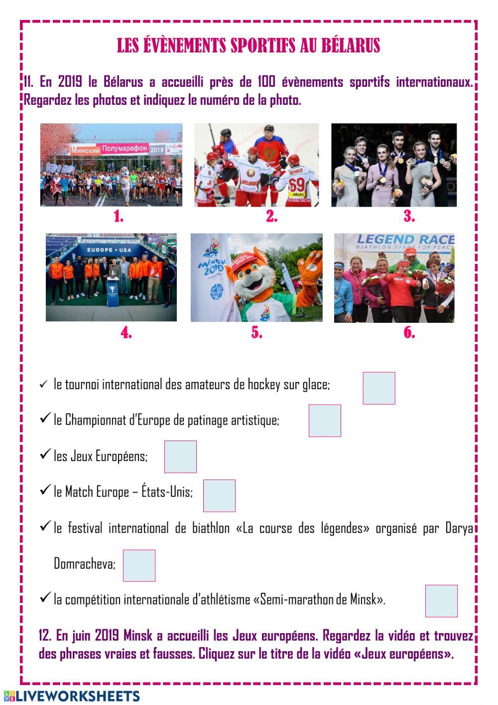 Les évènements sportifs internationaux du Bélarus