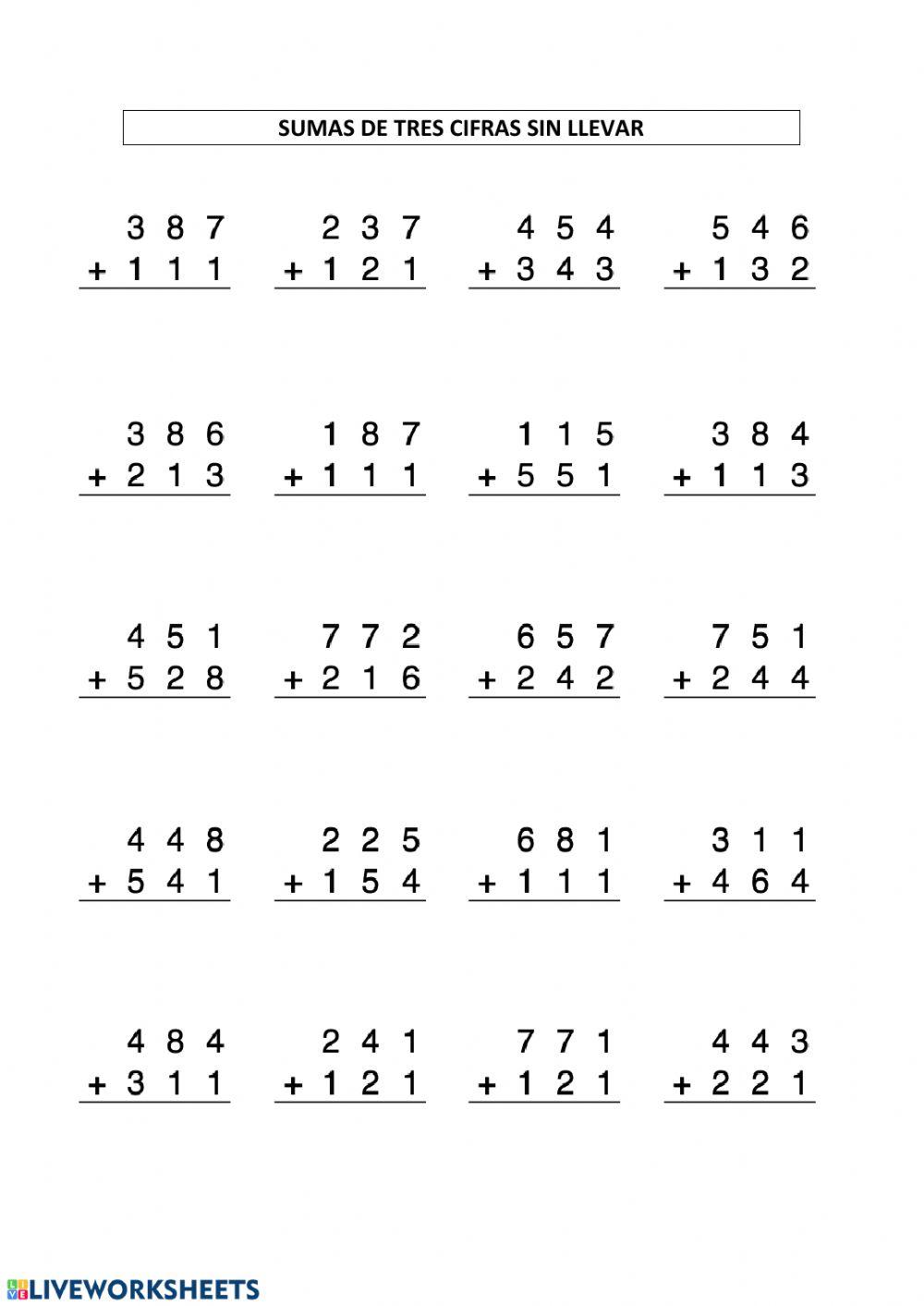 Sumes de tres xifres sense portar
