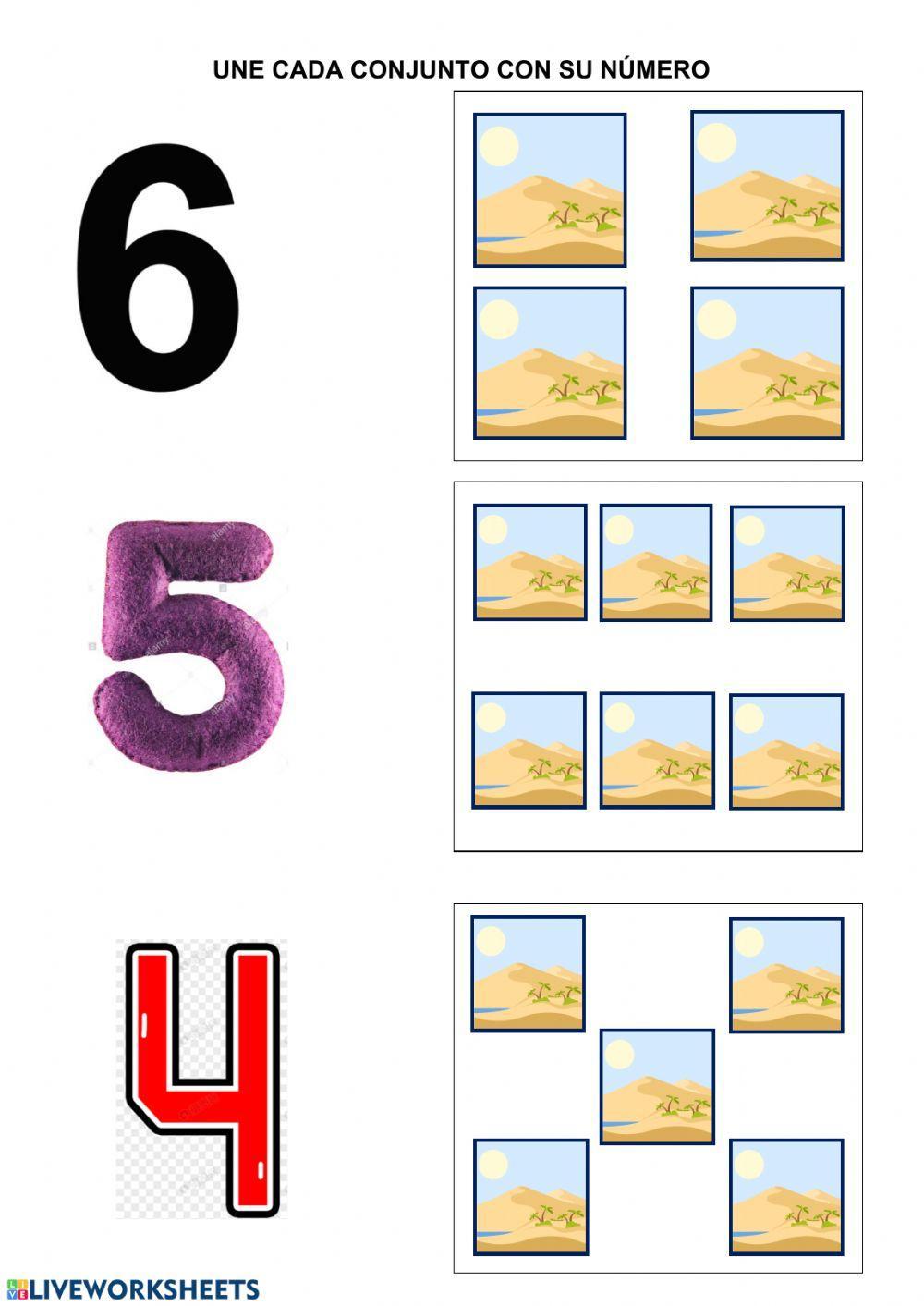 Une cada conjunto con su número