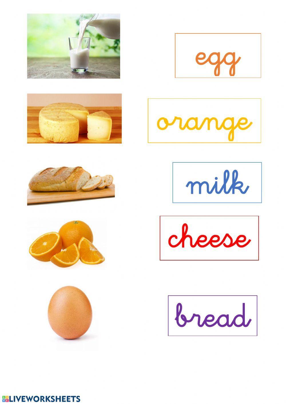 Vocabulario comida inglés