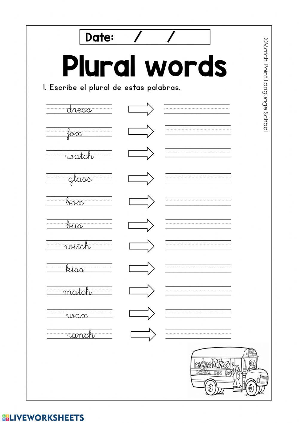 Plural words (s, x, ch)