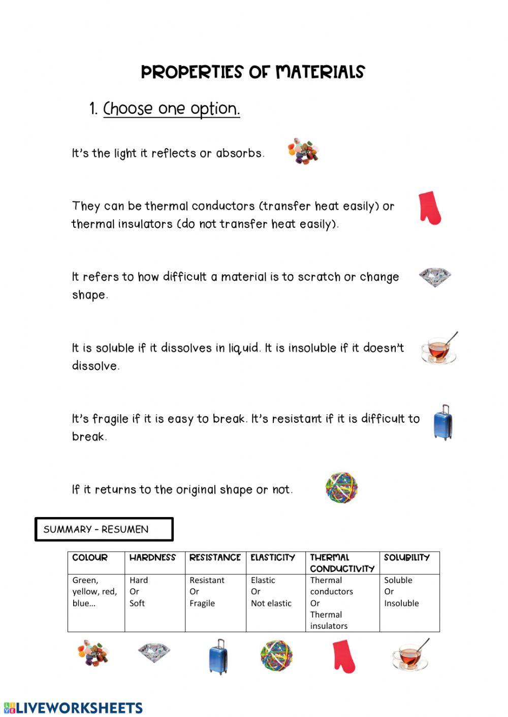 Properties of materials