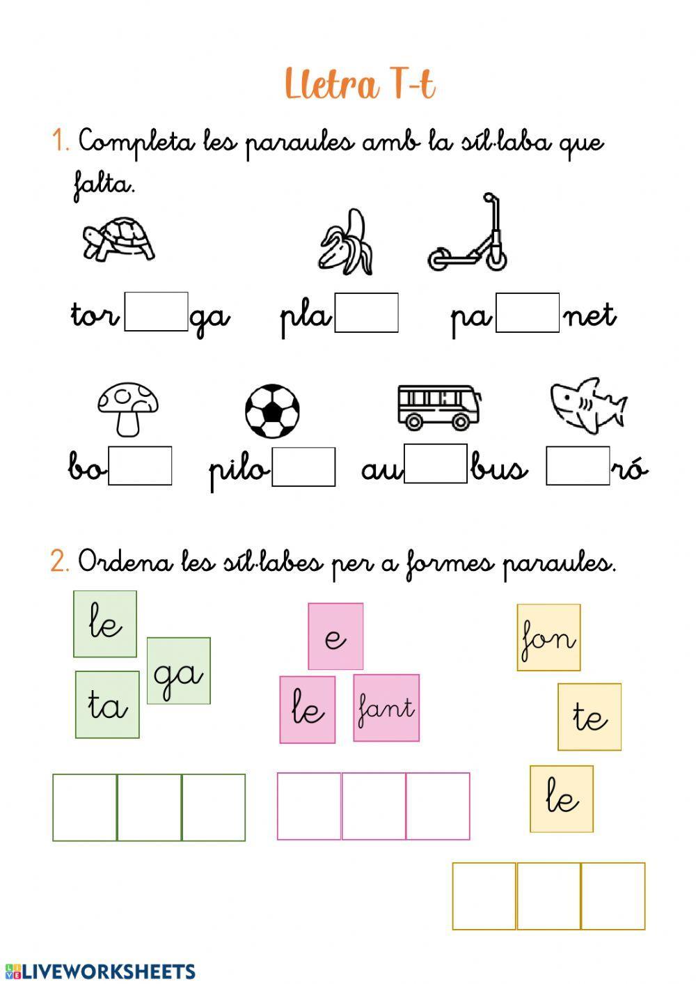 Lectura síl·labes amb T