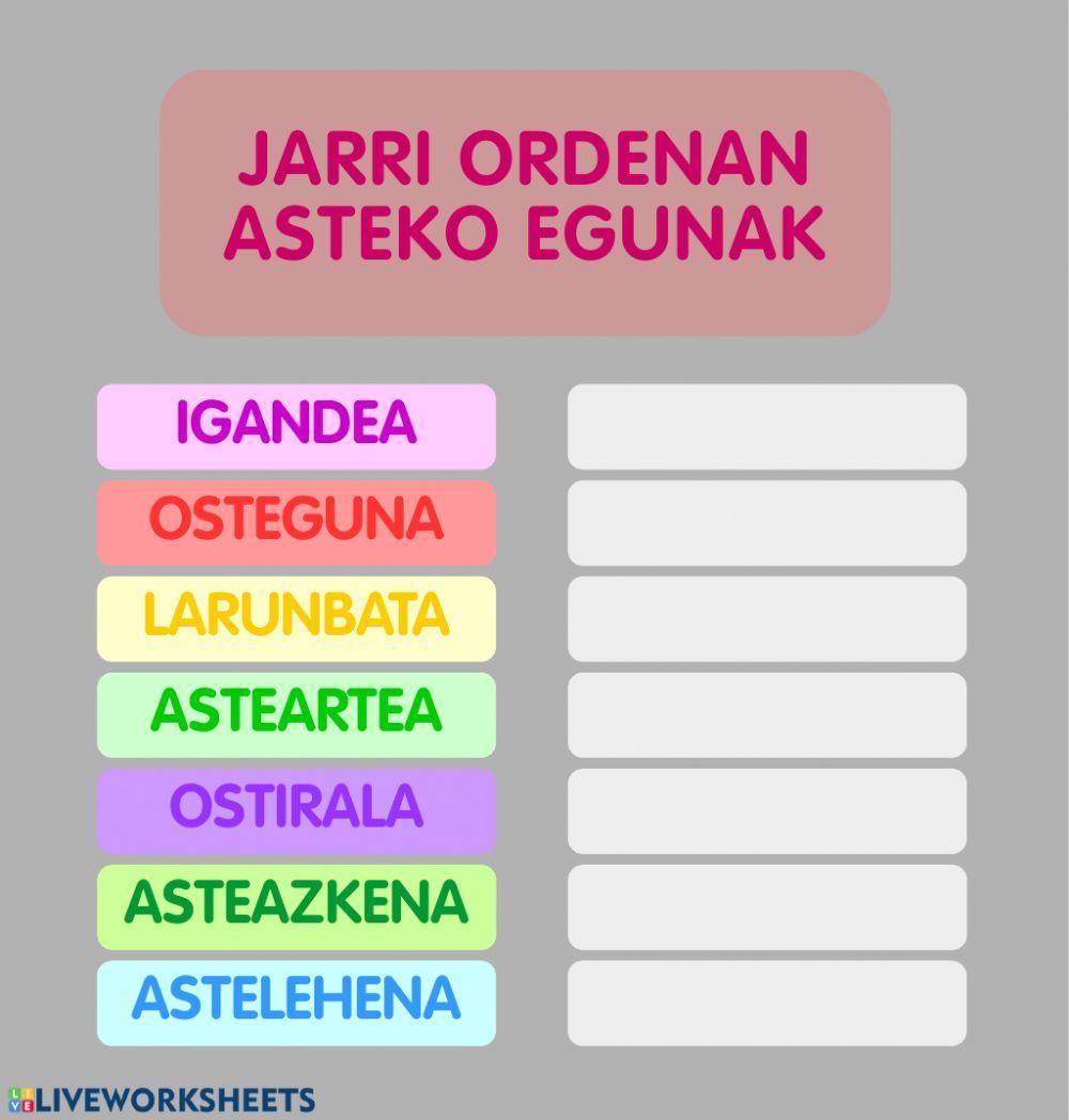 Asteko egunak